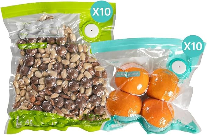 Vacuum Sealer Bags for Food, 20 PCS Reusable Sous Vide Bags BPA Free, Vacuum Zipper Bag with Univ... | Amazon (US)