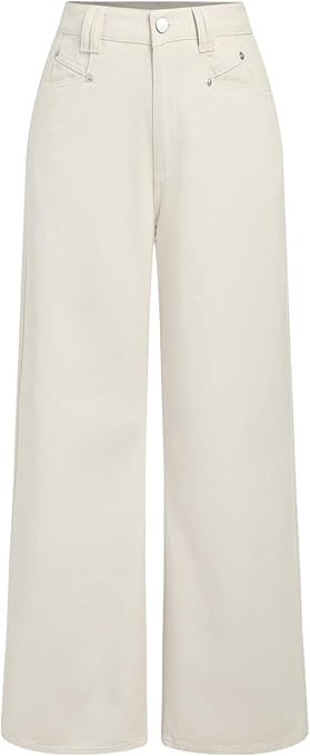 CIDER Jeans for Women High Waist Wide Leg Denim Pants Straight Leg Trouser Pants Mid Waist Trendy | Amazon (US)