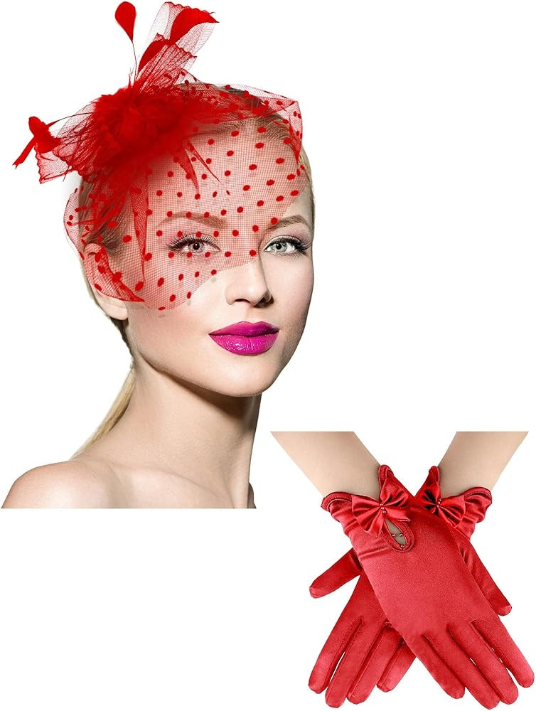 Geyoga 50s Fascinator Hat for Women Funeral Veil Hat Pillbox Cocktail Tea Party Headpiece and Lac... | Amazon (US)
