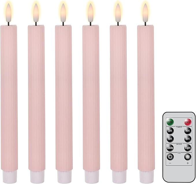 Spring Taper Candles Pastel Flameless Flickering with Remote Timer, Battery Operated Warm Light L... | Amazon (US)