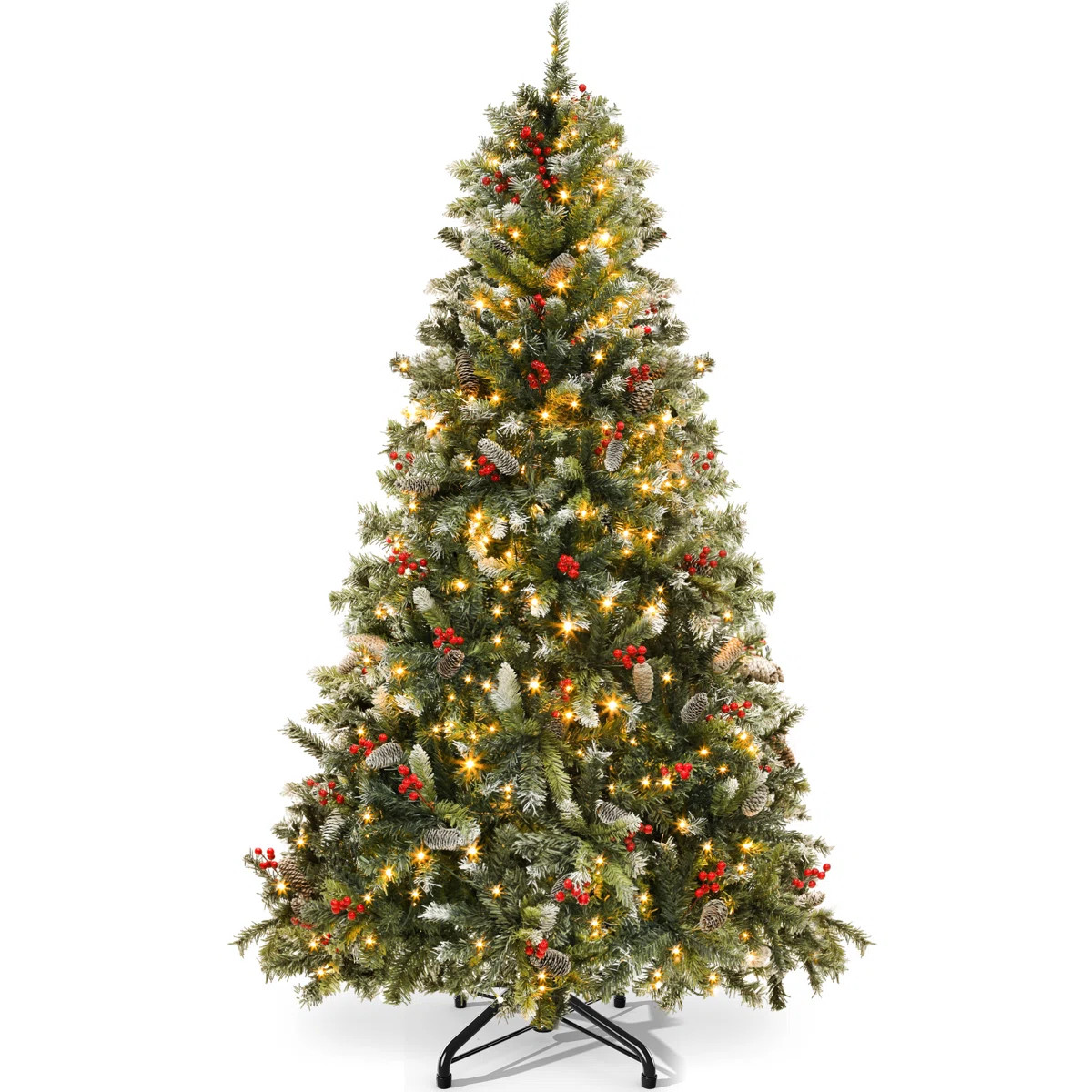 6ft Green Pre-Lit &Decorated Artificial Christmas Tree Warm Lights with Stand | Wayfair UK
