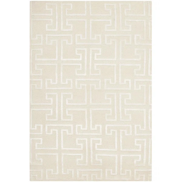Elitka Hand Knotted Viscose/Wool/Cotton Geometric Rug in Ivory | Wayfair North America