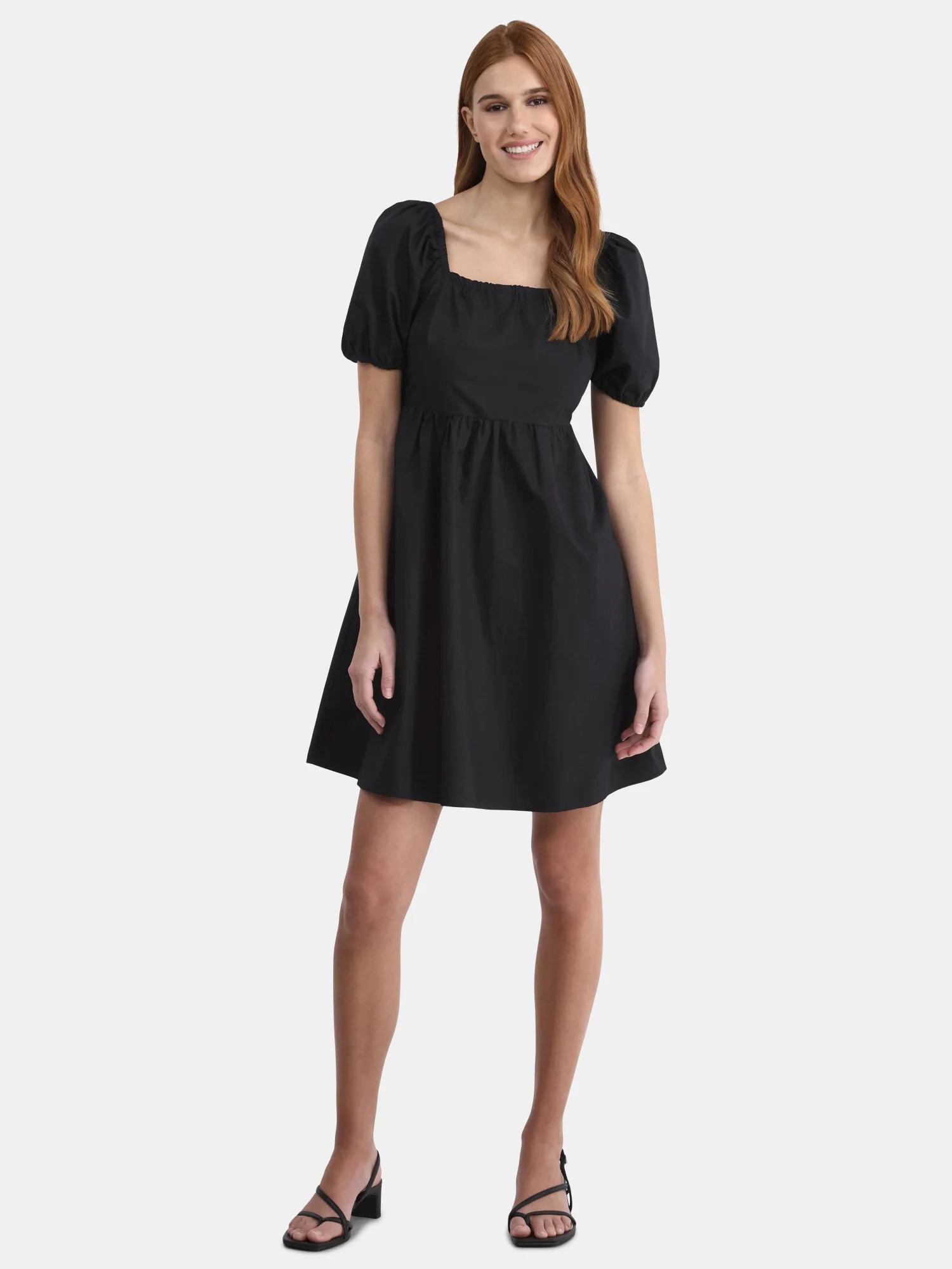 Time and Tru Women's Puff Sleeve Mini Dress, Sizes XS-XXXL | Walmart (US)