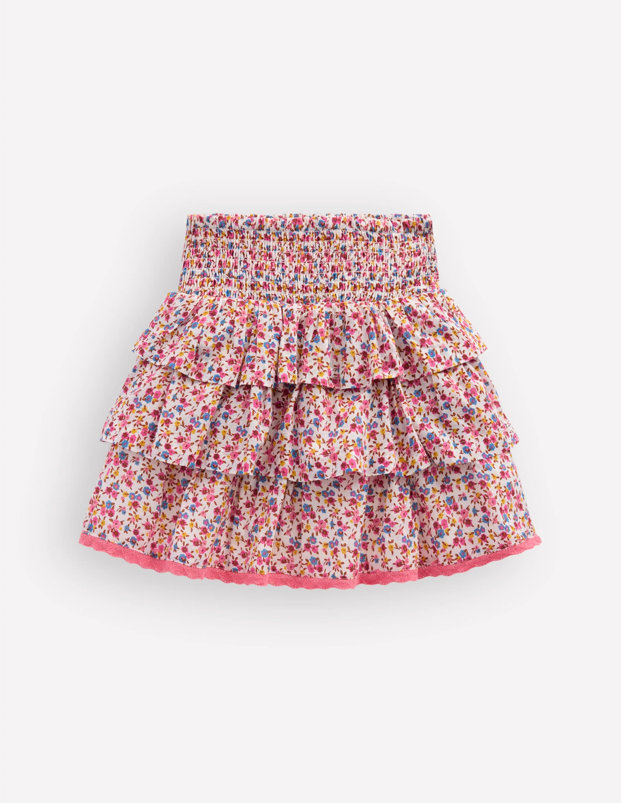 Smocked Waist Ruffle Skirt-Neon Pink Ditsy Floral | Boden (US)