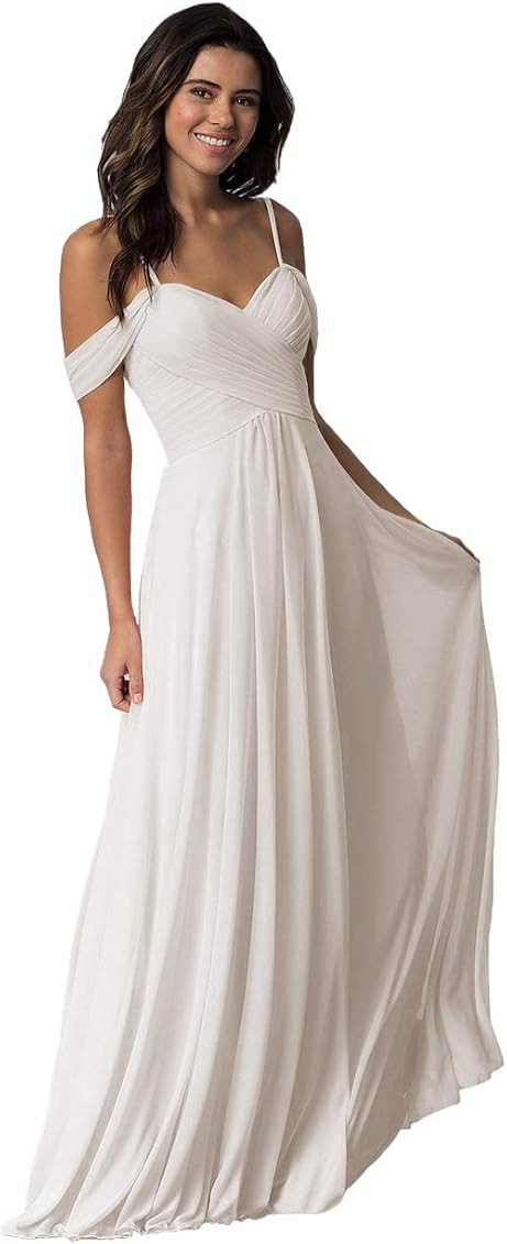 Miao Duo Women's Long Off Shoulder Chiffon Bridesmaid Dresses with Pockets for Wedding MD1201 | Amazon (US)