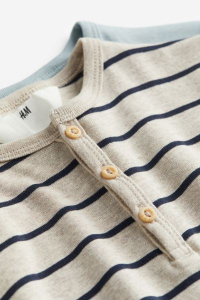 2-pack Cotton Henley Shirts - Light beige/light blue - Kids | H&M US | H&M (US + CA)