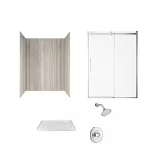 American Standard Passage 60 in. x 72 in. Right Drain 4-Piece Glue-Up Alcove Shower Wall Door Cha... | The Home Depot