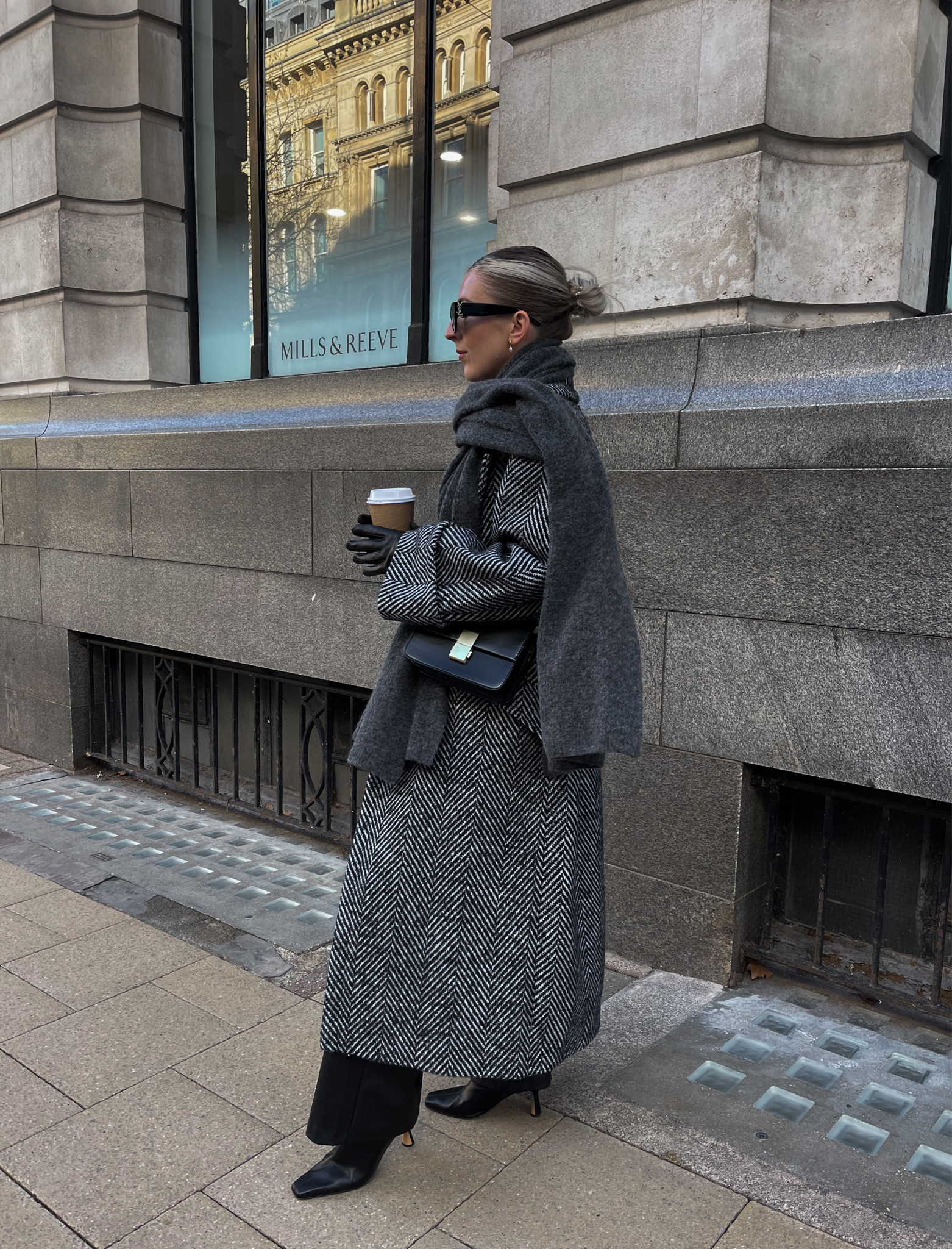 Winter outfits, cold-weather chic, stylish winter wear, herringbone coats, wool coats, grey wool scarf, black trousers,  black leather boots

#LTKwinter #LTKuk #LTKstyletip