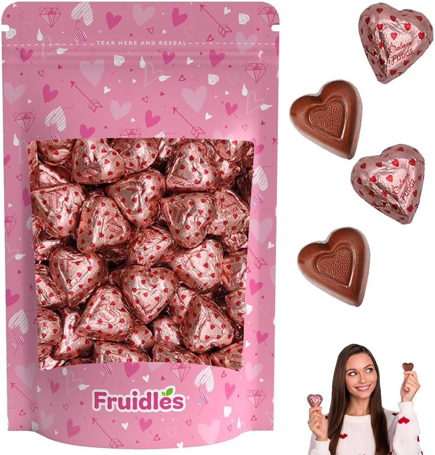 Valentine's Milk Fudge Chocolate Hearts, Milk Creamy Chocolaty Hearts, Holiday Treats, Individual... | Amazon (US)
