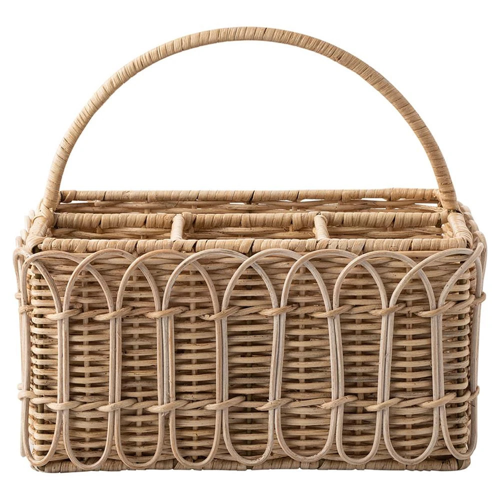 Juliska Provence Coastal Beach Whitewash Rattan Silverware Caddy | Kathy Kuo Home
