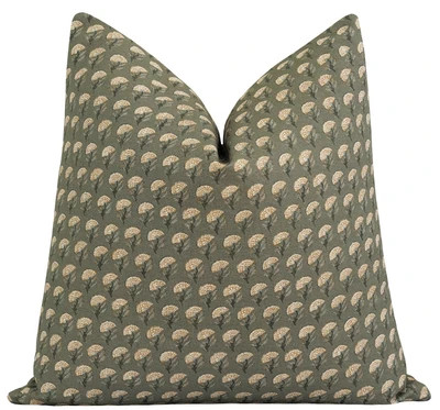 Potter Eucalyptus Green Floral Print Pillow | Land of Pillows