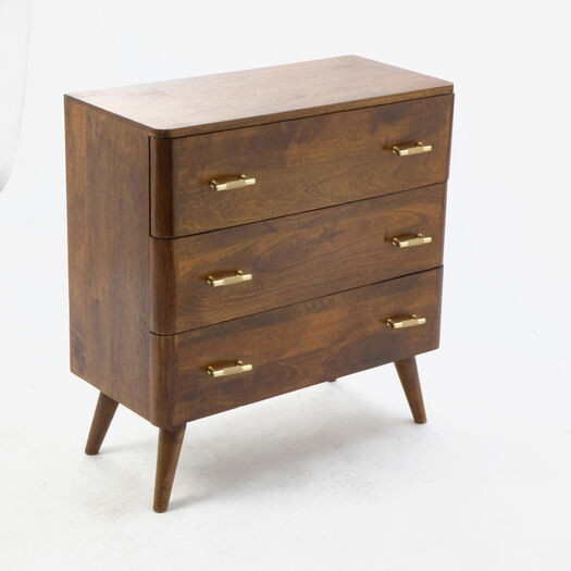 Chestnut Wooden Three Drawer Cabinet 79x75cm | TK Maxx