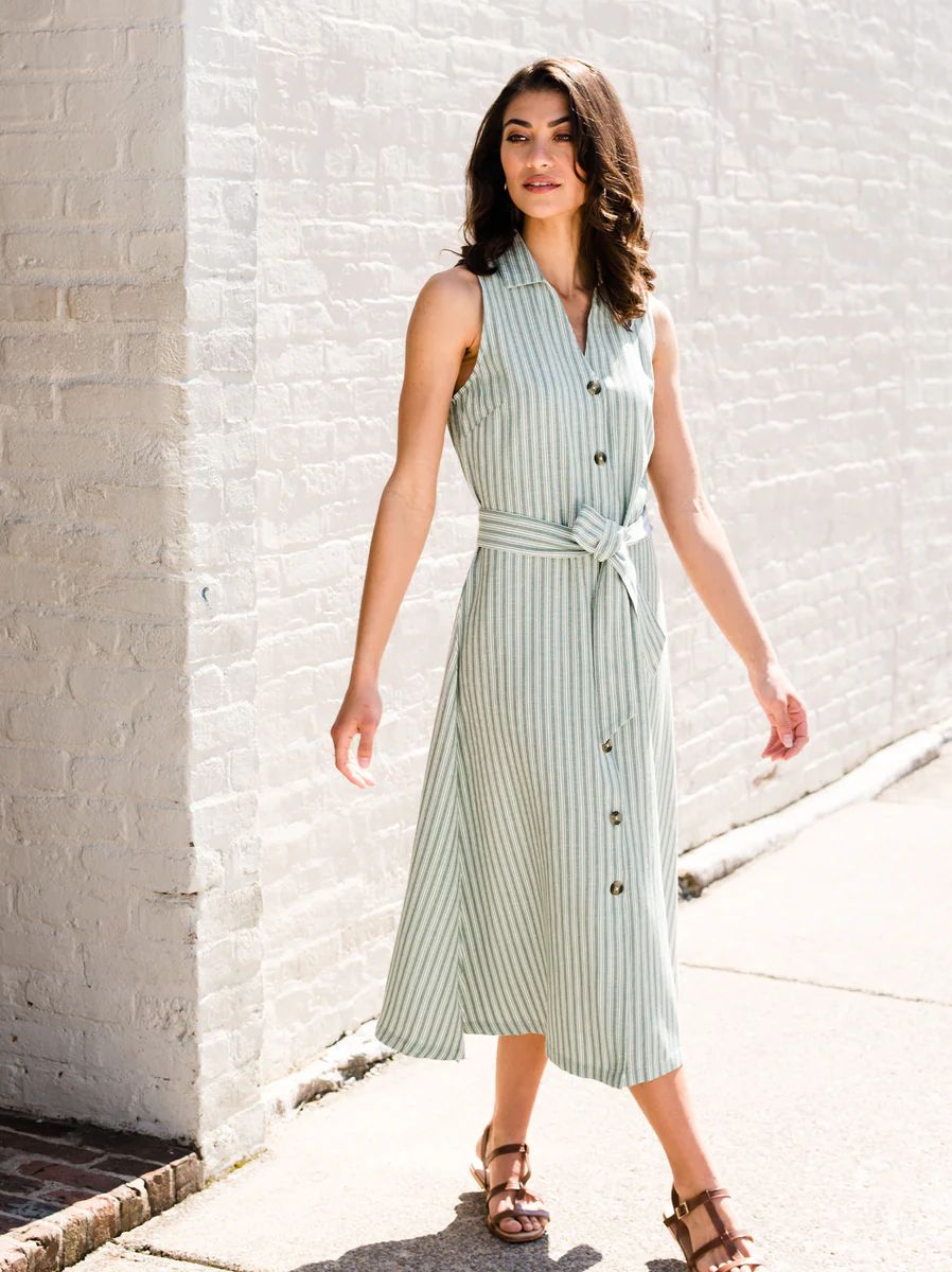 Maddison Button-Front Sleeveless Midi Dress | ABLE Clothing