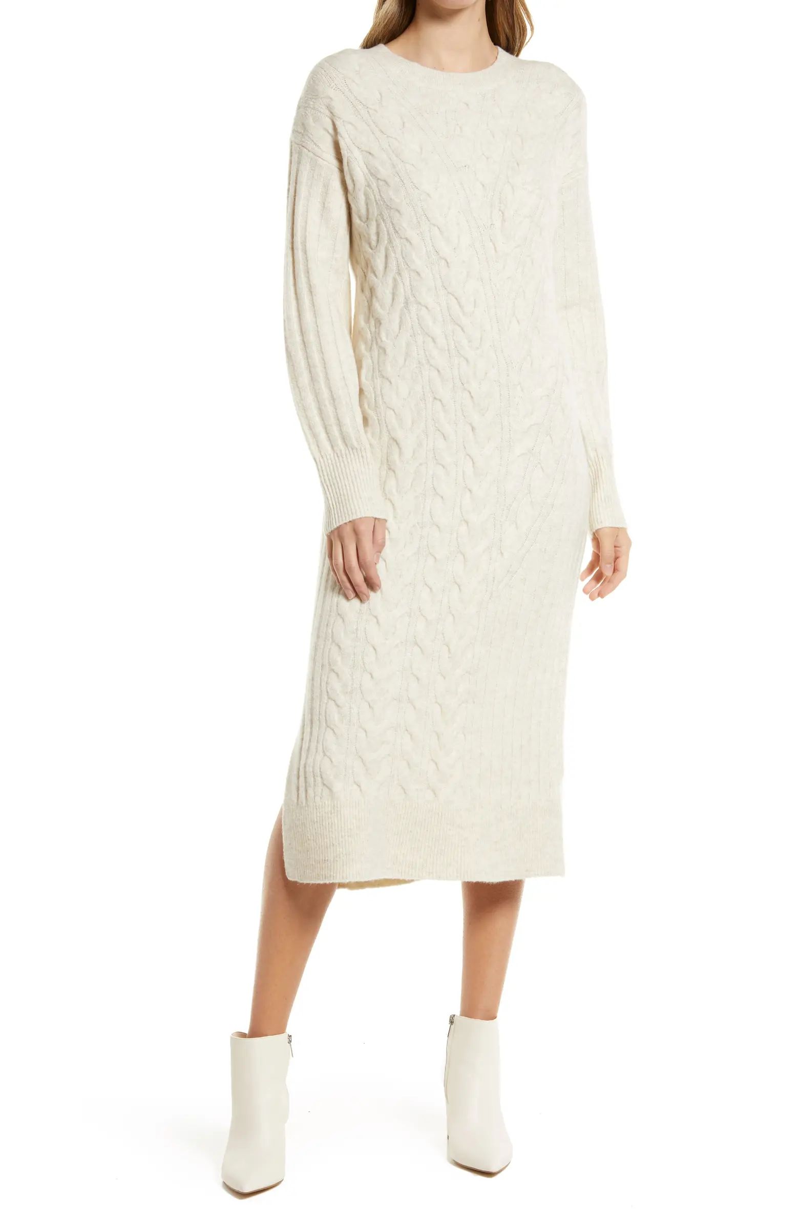 Holiday Long Sleeve Cable Sweater Dress | Nordstrom