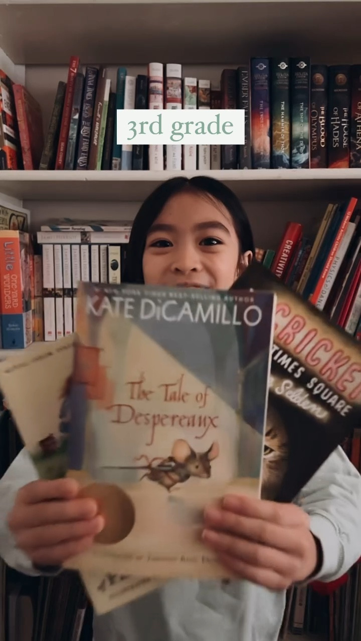 Immersing my kids on a homeschool literary journey has not always been easy. There once was a time when a sour perception towards reading really had me wondering if we could get to a place of living book bliss. Well, I have seen firsthand that faithfulness in worthy habits leads to transformation.

With that, I asked my 3 kids for their favorite reads in 2023, and here they are!

3rd Grader’s Picks:
 📖 The Cricket in Times Square
 📖 On the Banks of Plum Creek
 📖 The Tale of Despereaux

6th Grader’s Favorites:
 📖 Warriors: Into the Wild
 📖 Wonder

9th Grader’s Must-Reads:
 📖 Misty Copeland: Life in Motion
 📖 Anne Frank: The Diary of a Young Girl
 📖 7 Habits of Highly Effective Teens


#homeschoolbookclub #favoritechildrensbooks #favoritechapterbooks #livingbooks #homeschoolmom #homeschooling #bookstagram #childrensliterature