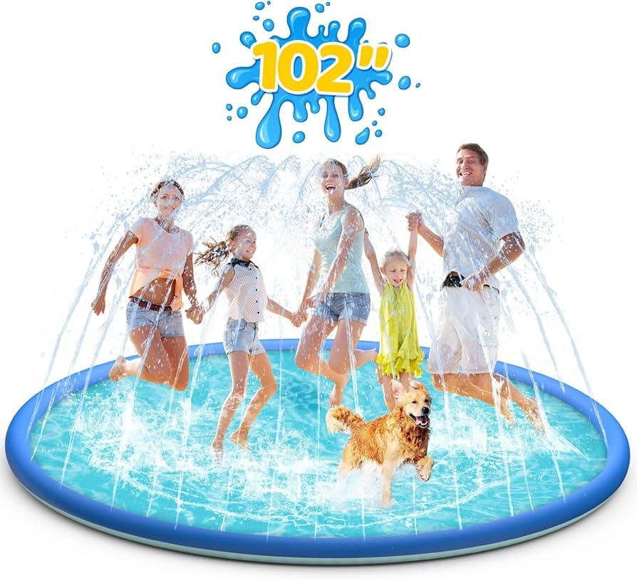 Splash Pad for Kids and Dogs, 102" Extra Large Sprinkler Outdoor Water Toys for Toddlers 1-3 and ... | Amazon (US)