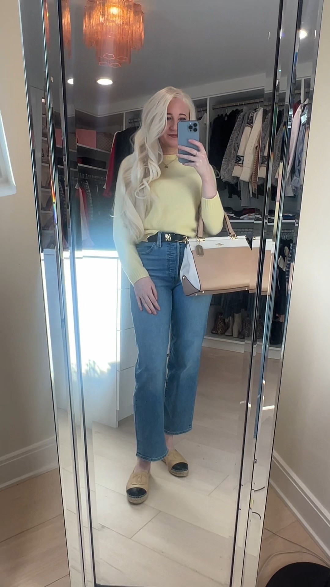 Last sunny fall day in Michigan called for this beautiful 100% wool butter yellow sweater!! Kept the rest of the outfit simple and classic with the fun pop of yellow!! 
•
Sweater and Trench are from Zara
Shoes: Chanel Espadrilles 
Bag: Coach Grace Bag in Color block

#LTKgrwm #LTKmorningroutine #LTKSeasonal