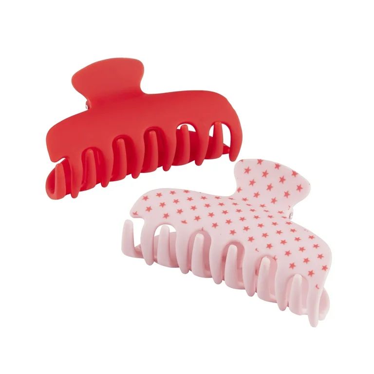 The Home Edit Claw Clips, Red and Pink Star Print, 2 Ct | Walmart (US)