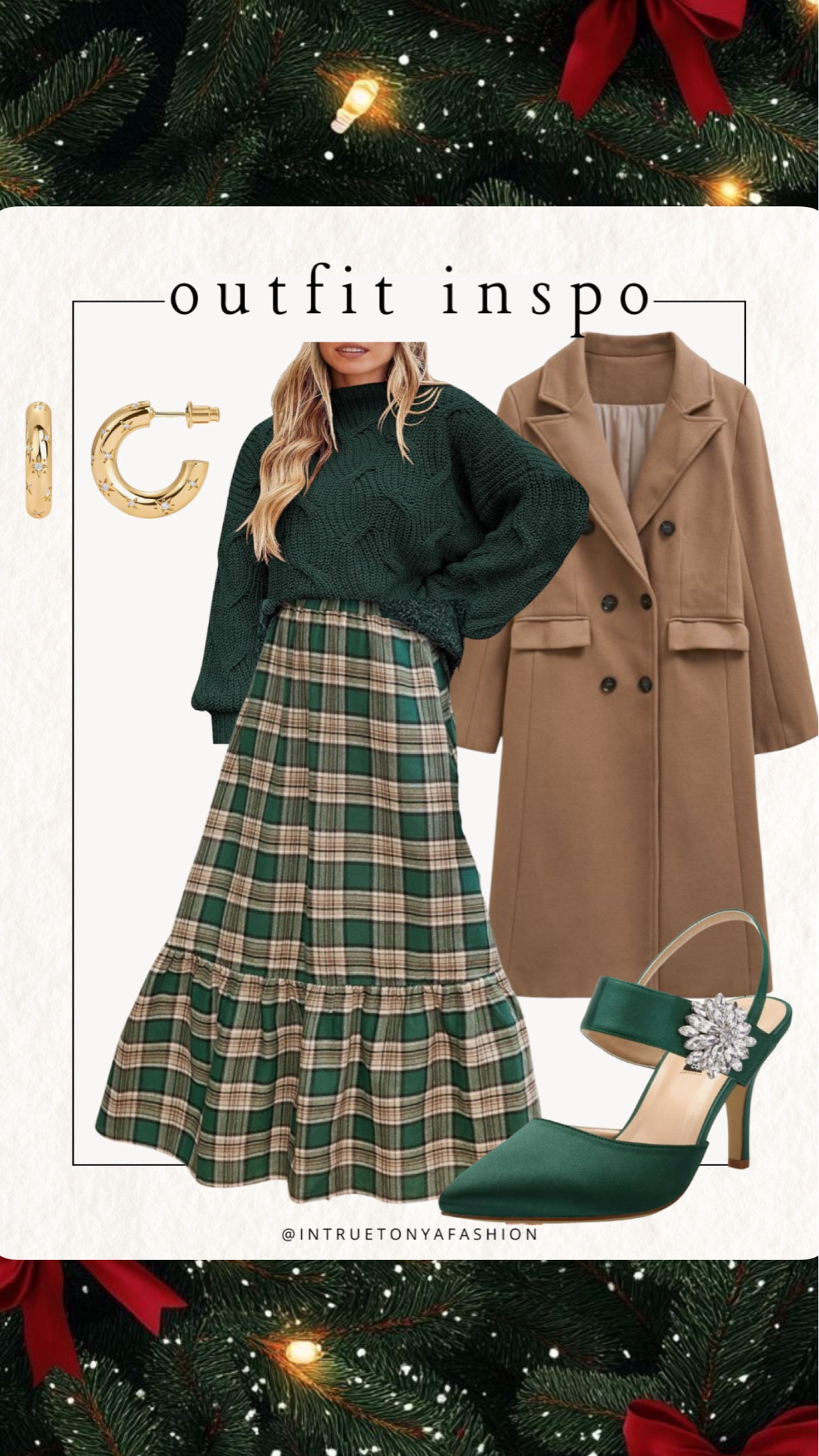 Holiday outfit for women — green knit sweater, green plaid skirt, brown peacoat, green heels and gold hoop earrings 







Christmas party dress | holiday dress | new years eve dress | amazon formal wear | cocktail party dress winter | evening dress | winter wedding guest dress | wedding guest outfit amazon | heels | holiday party dress | amazon formal wear | amazon holiday dresses | holiday cocktail dress | holiday party dress | holiday party outfit | work holiday party | New Year’s Eve outfit | NYE outfit | holiday looks | holiday style 

#LTKFindsUnder50 #LTKSeasonal #LTKHoliday