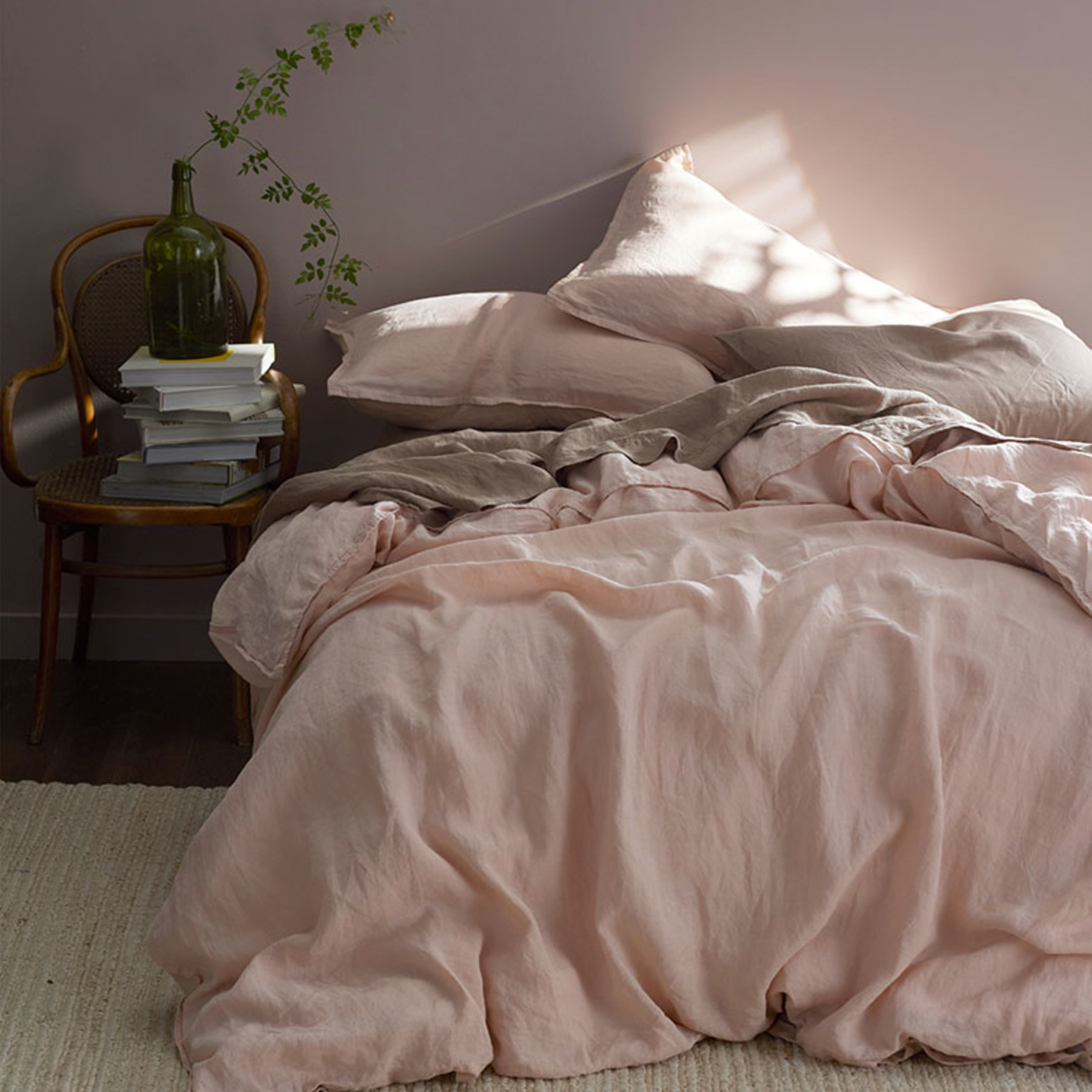 Premium Breathable Washed Linen Solid Duvet Cover - Rose Smoke, Twin/Twin XL | The Company Store