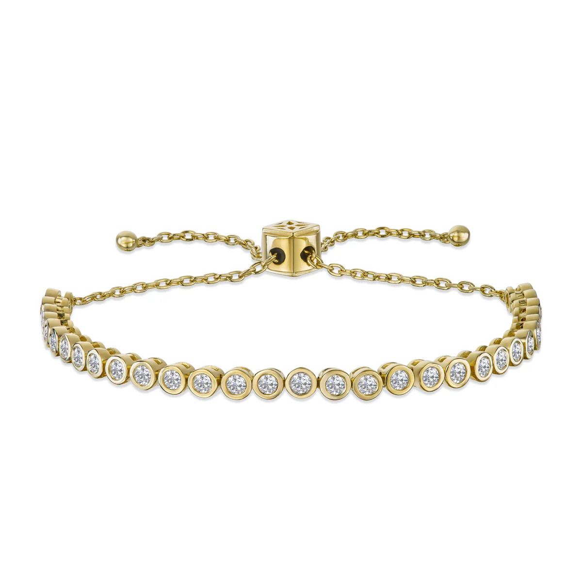 Adjustable Lab Diamond Rubover Tennis Bracelet 1.00ct in 18K Gold Vermeil | The Diamond Store