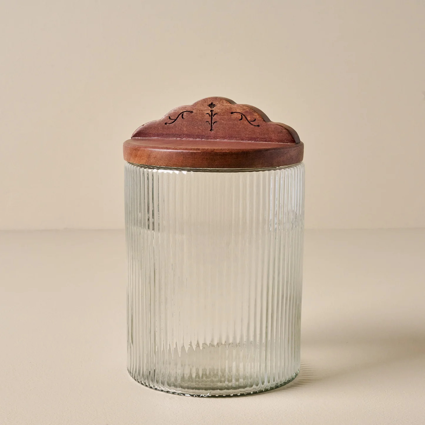 Antiqued Wood Ribbed Glass Canister | Magnolia