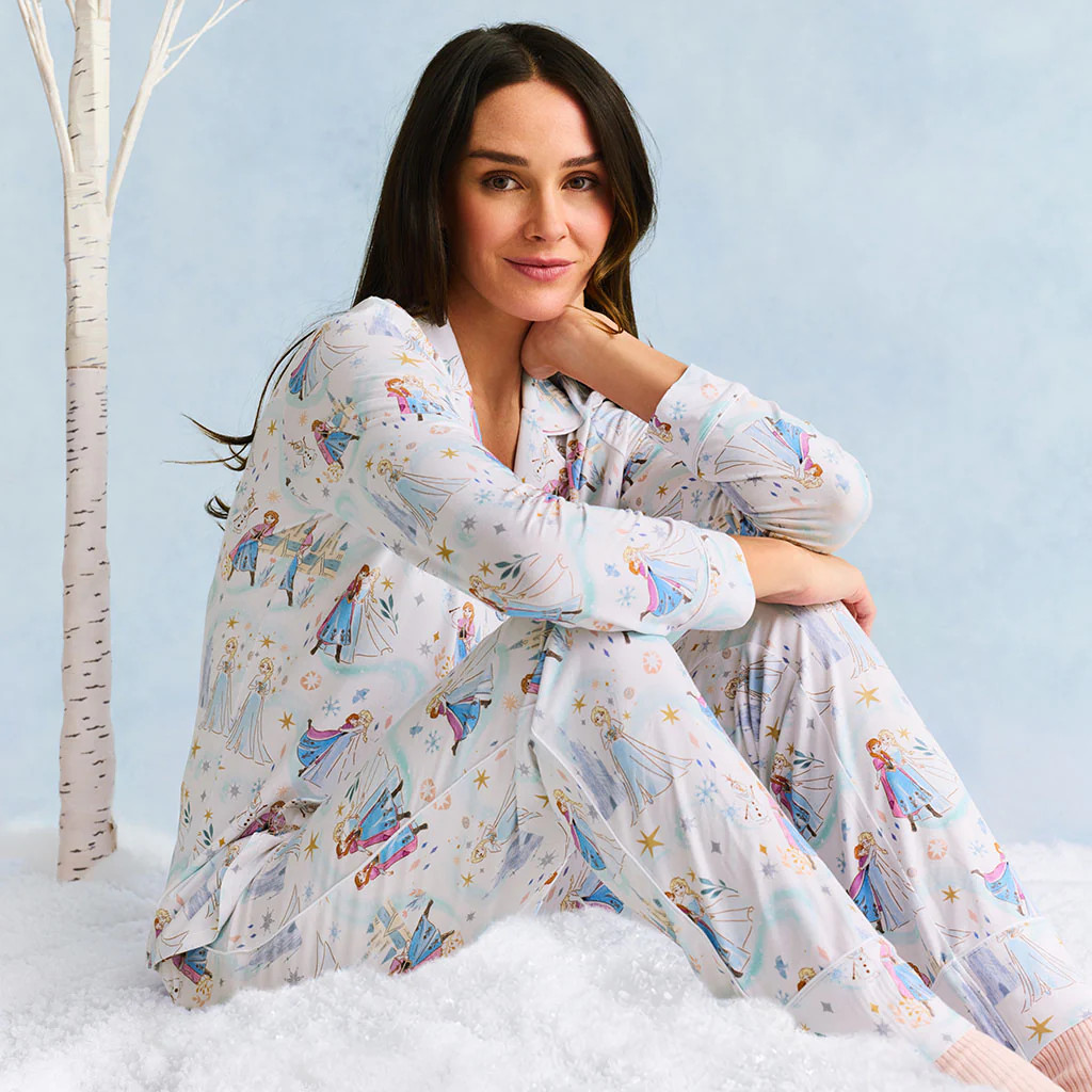 Blue Long Sleeve Disney Frozen Elsa & Anna Women's Luxe Pajama Pant Set | Posh Peanut\u00ae | Posh Peanut