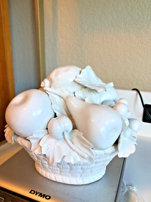 White Italian Pottery Fruit Design Bowl Made In Italy Pears Apples Grapes  | eBay | eBay US