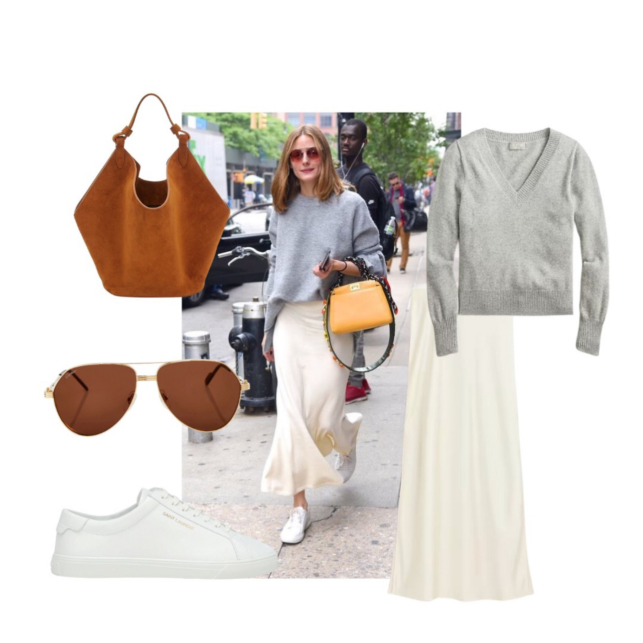 Make running around doing errands your runway. Maxi skirts paired with a sweater and accessories makes dressing up look easy and chic. Shop this look we recreated below! 