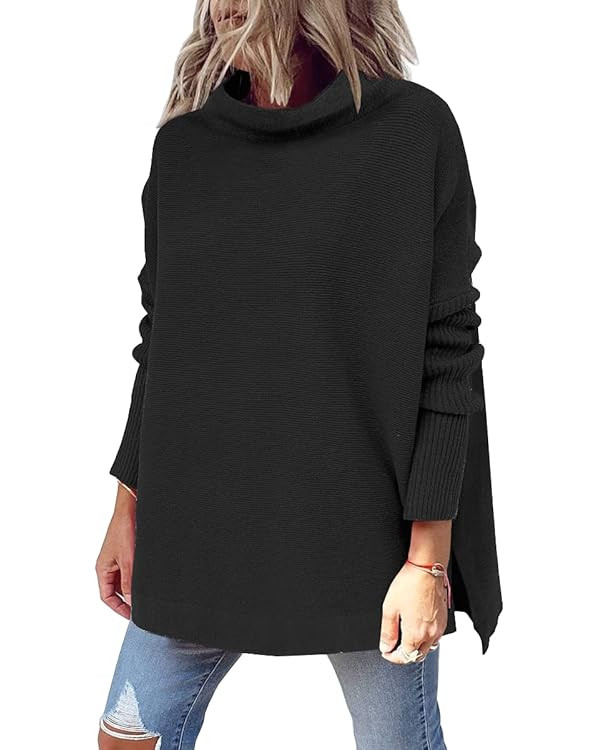 EFAN Women's Lightweight Turtleneck Long Sleeve Loose Sweater Casual Knit Pullover Sweaters for W... | Amazon (US)