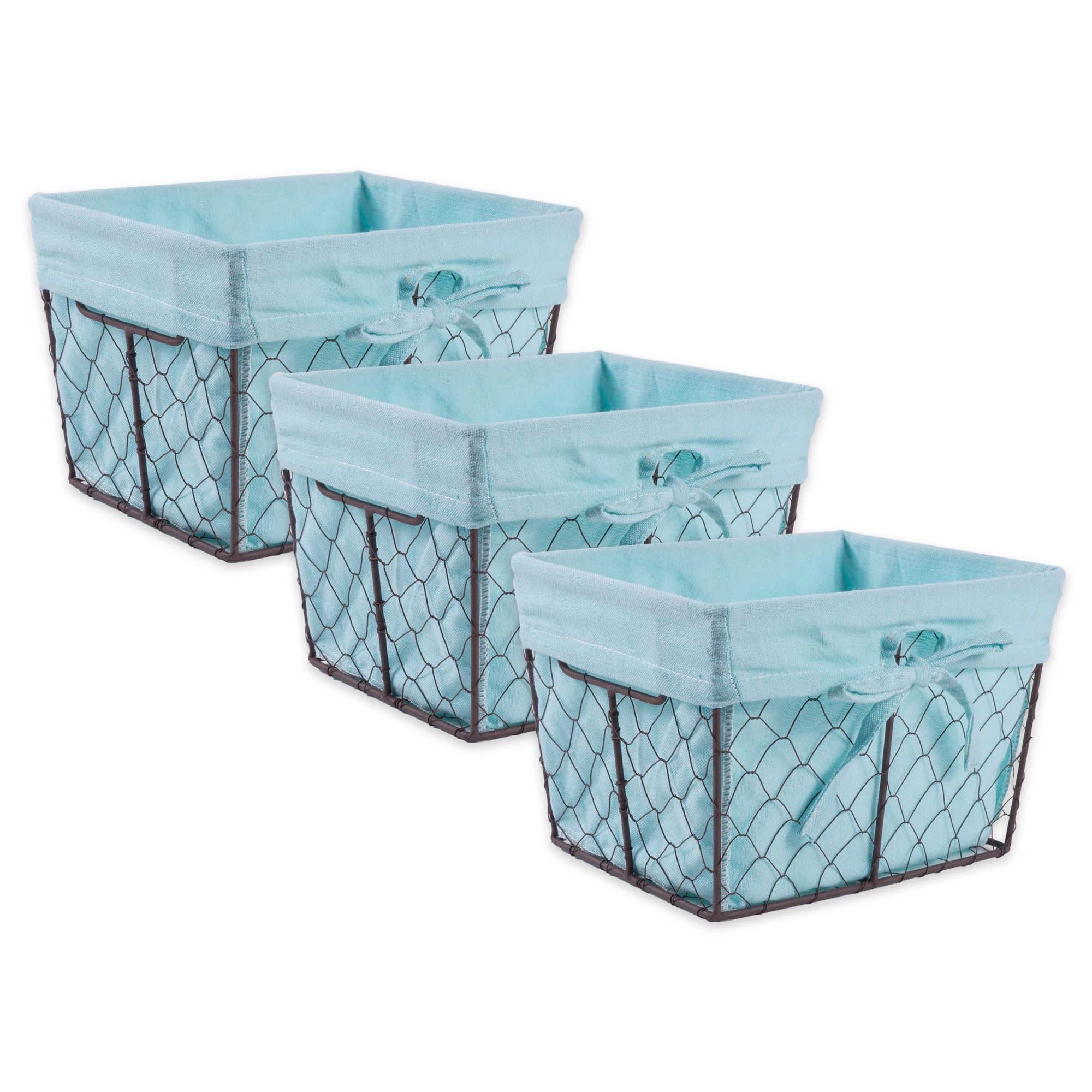 DII, Vintage Chicken Wire Basket, Removable Fabric Liner, Assorted Set of 3, Grey | Walmart (US)