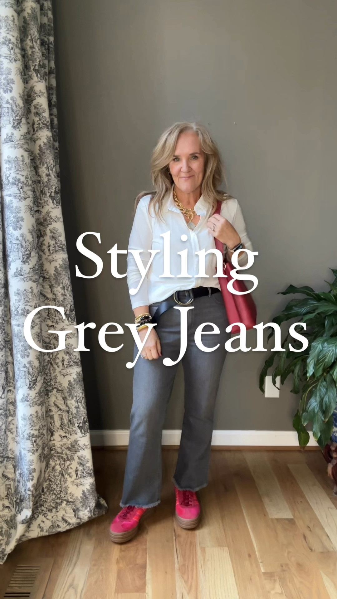 Loft grey jeans. Soooo many ways to style! Wear them now and all the way through winter! Did you have a favorite look? I think the camel pairing is unexpected yet so rich and warm. Size details are below.
Jeans size 8 
White knit button-down size up to a large 
Sequin blouse size medium 
Sweater vest size medium 
Silver metallic crewneck I sized up to a large for a more tunic look 
Persuade bomber jacket, size medium 
Camel boots size up a half 
The black waterproof booties you have to size up a full size 
Red Adidas gazelle’s have a platform, you need to size down a half on these
Check out all my accessories below that really finish the outfits

LOFT 40% off begins today   
Bracelets 20% off with code NANETTE20

Fall outfits, LOFT jeans, gray jeans first suede bomber jacket, red purse, target tote bag, silver sling backs, silver metallic sweater 

#LTKOver40 #LTKFindsUnder100 #LTKSaleAlert