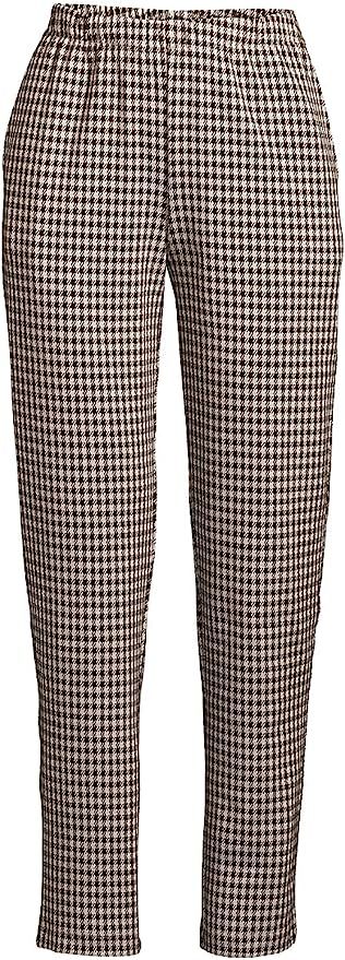 Lands' End Women's Jacquard Sport Knit Pant Rich Coffee Houndstooth Regular Large at Amazon Women... | Amazon (US)