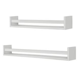 White Wood Floating Wall Shelves (Set of 2) | The Home Depot
