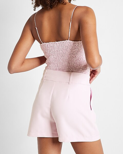 Super High Waisted Tailored Pleated Shorts | Express