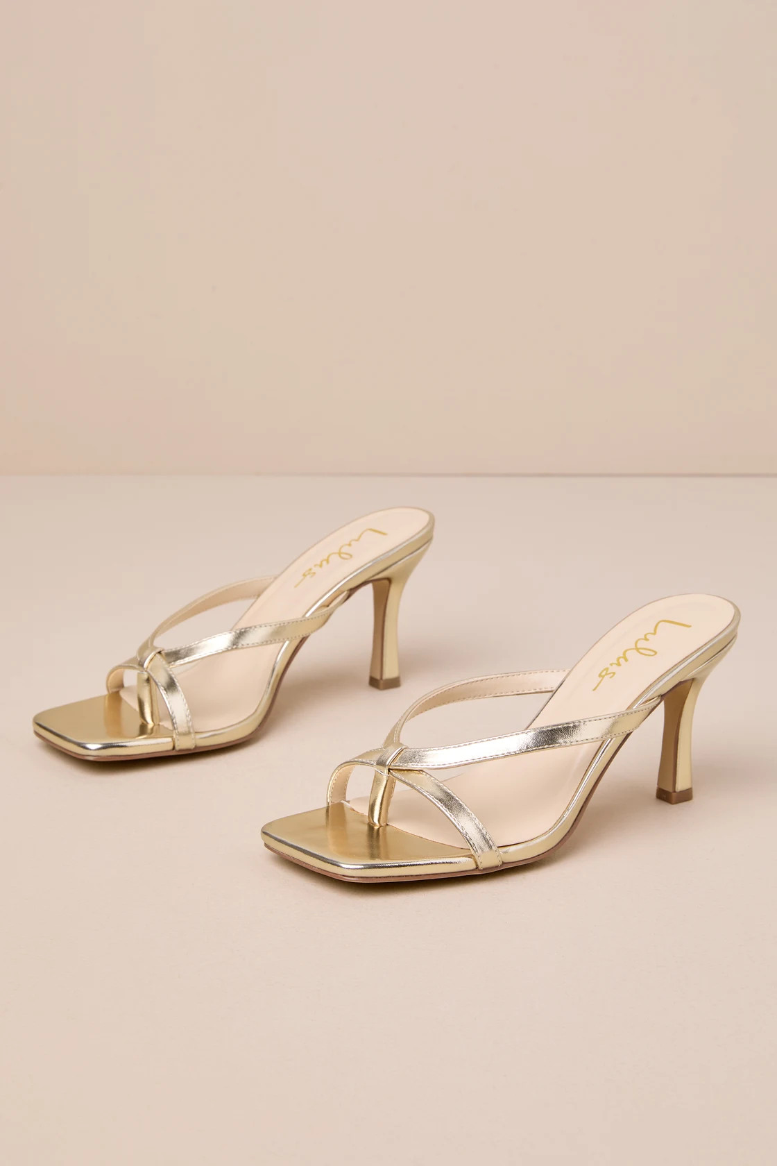 Beckette Gold Strappy High Heel Slide Sandals | Lulus