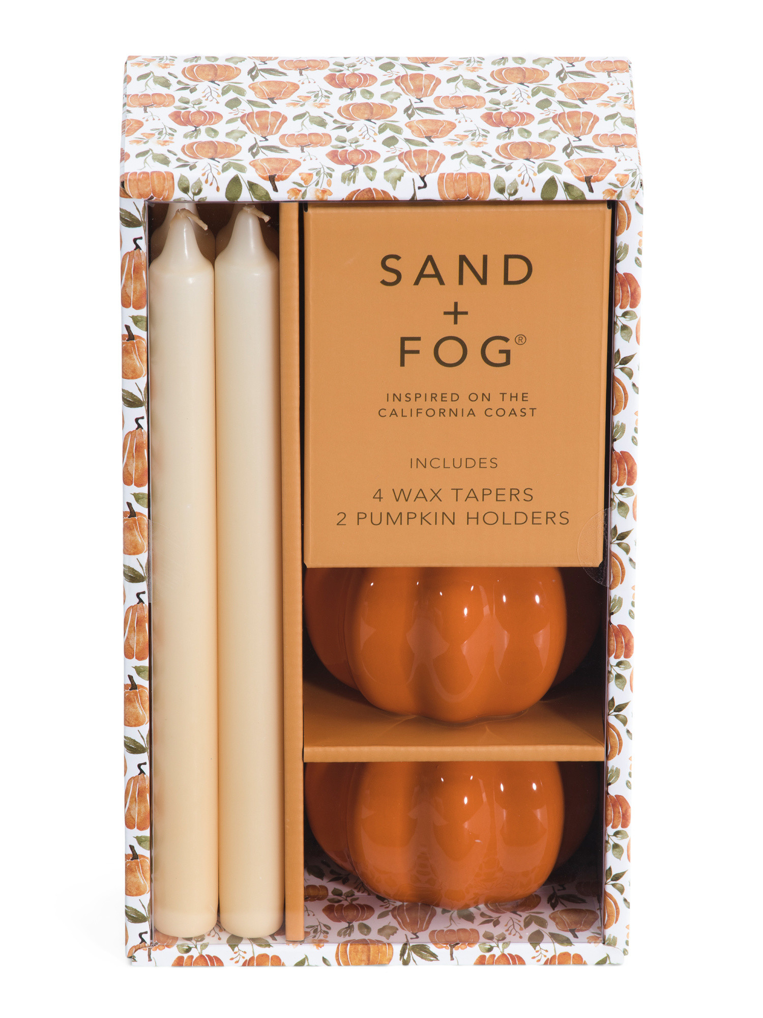 Set Of Taper Candles With Pumpkin Holders | TJ Maxx