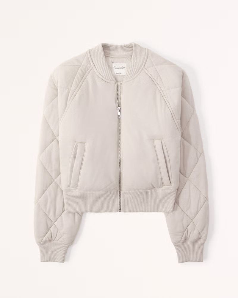 Women's Quilted Bomber | Beige Bomber | Beige Jacket Jackets | Winter Outfit  | Abercrombie & Fitch (US)