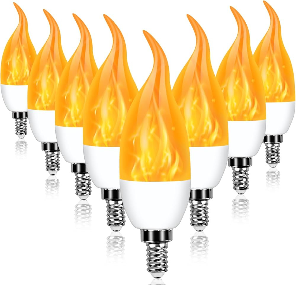 E12 LED Flickering Candelabra Flame Effect Light Bulbs - Upgrade Flicker Candelabra Torch Fire Ef... | Amazon (US)