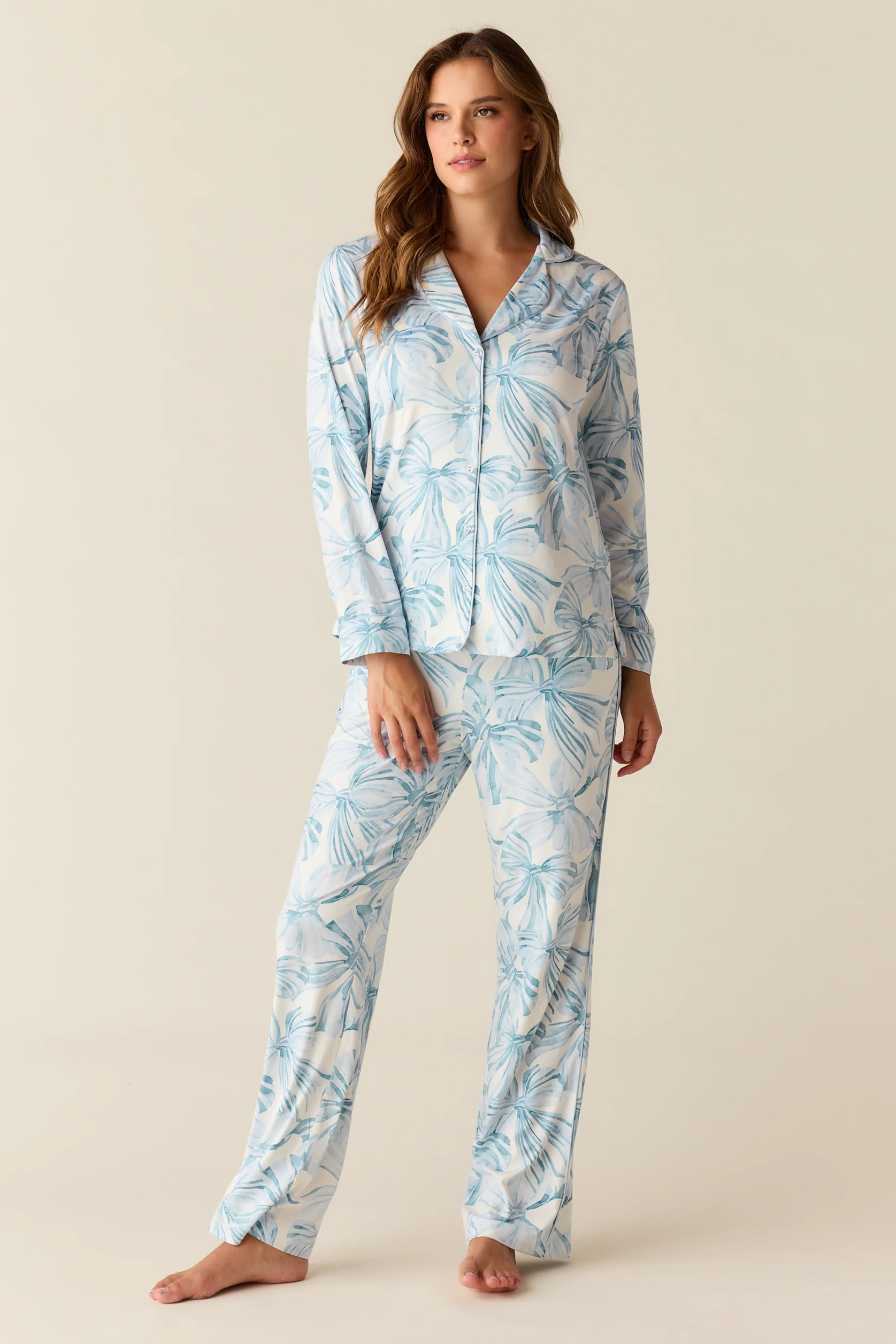 Winter Cloud Jersey PJ Set in Winter Bows | MASONgrey