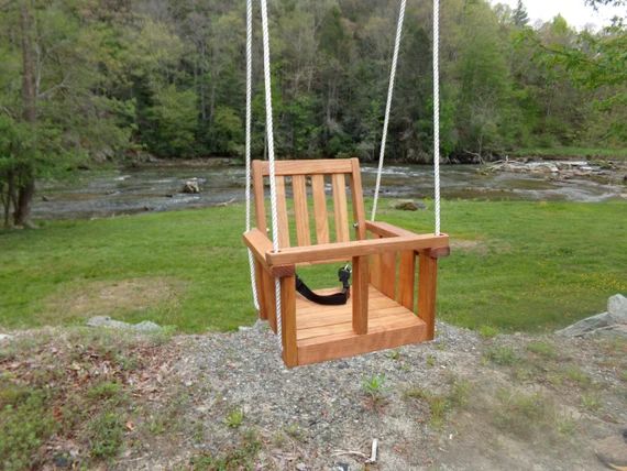 Childs Cherry Wood Porch Swing With Lap Belt natural | Etsy | Etsy (US)