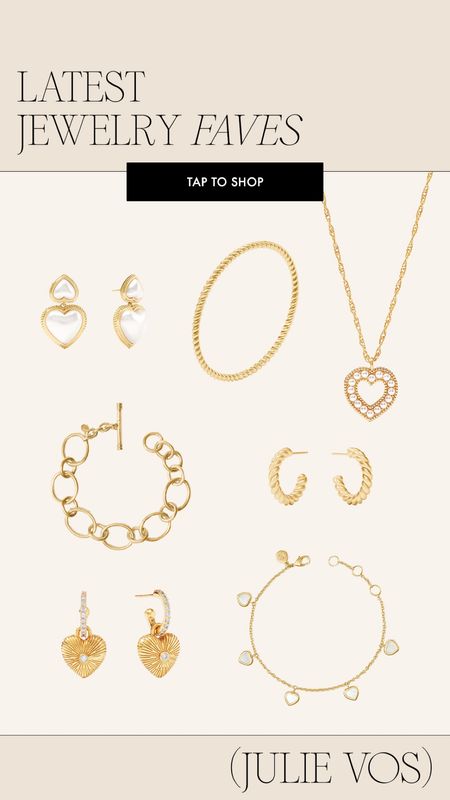 Latest faves 😍 Julie Vos gold jewelry is absolutely stunning! I’ve been wearing her bracelets and earrings on repeat 💕

Gold jewelry, fine jewelry, heart earrings, heart bracelet, heart necklace, pearled jewelry, favorites list, must have accessories 

#LTKbeauty #LTKfindsunder100