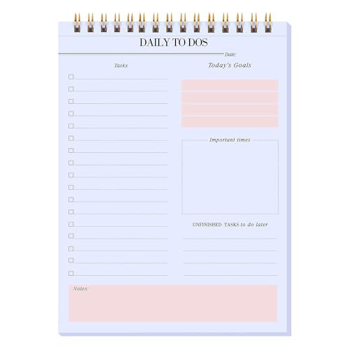KAICN Daily to Do Notepads - Task Checklist planner, Time Management planner, To Do lists, Organizer with Today's Goals, Notes, 52 Undated Agenda Tear-off Sheets, 6.5 x 9.8 inches (Pink) | Amazon (US)