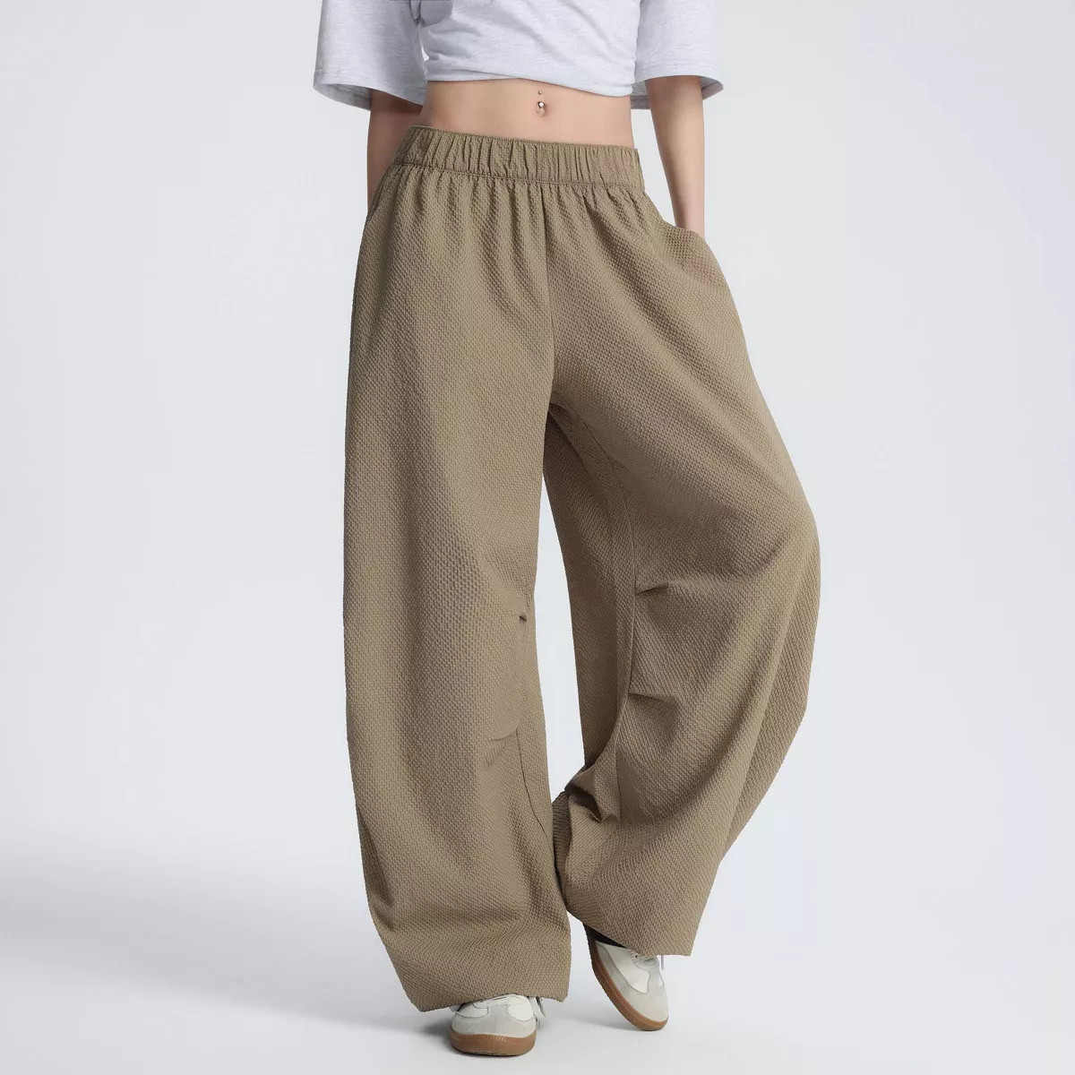 Women's High-Rise Baggy Pants - Wild Fable™ Heather Beige Taupe XS | Target