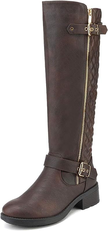DREAM PAIRS Women's Wide Calf Comfortable Winter Knee High Riding Boots | Amazon (US)