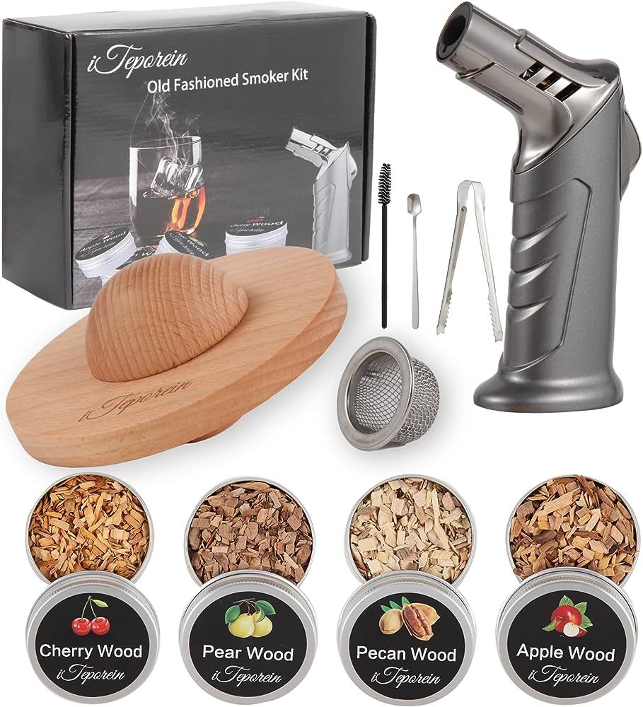 Cocktail Smoker Kit with Torch, Old Fashioned Whiskey Smoker Kit with 4 Flavor Wood Chips, Vodka,... | Amazon (US)