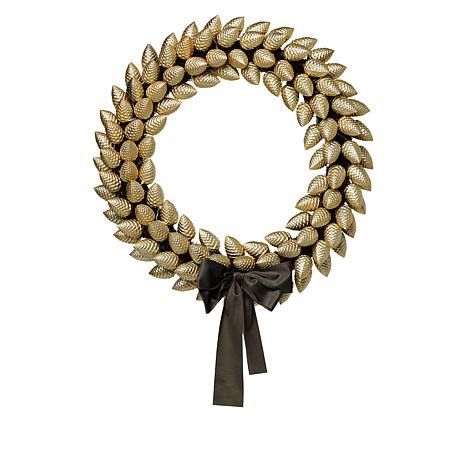 Alison at Home 24" Pinecone LED Wreath with Bow - 20399684 | HSN | HSN