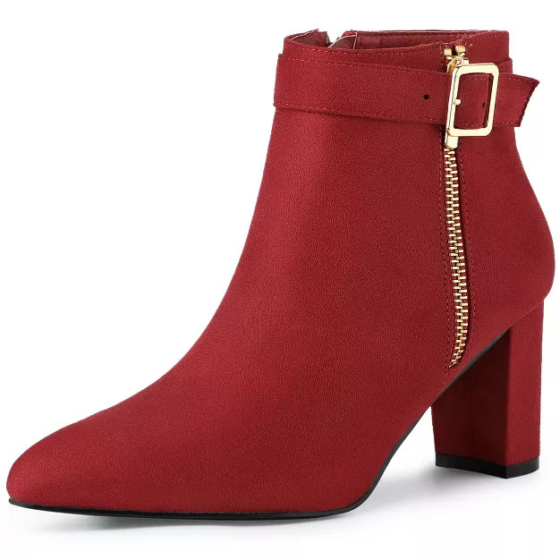 Allegra K Women's Pointed Toe Chunky Heel Ankle Booties | Target