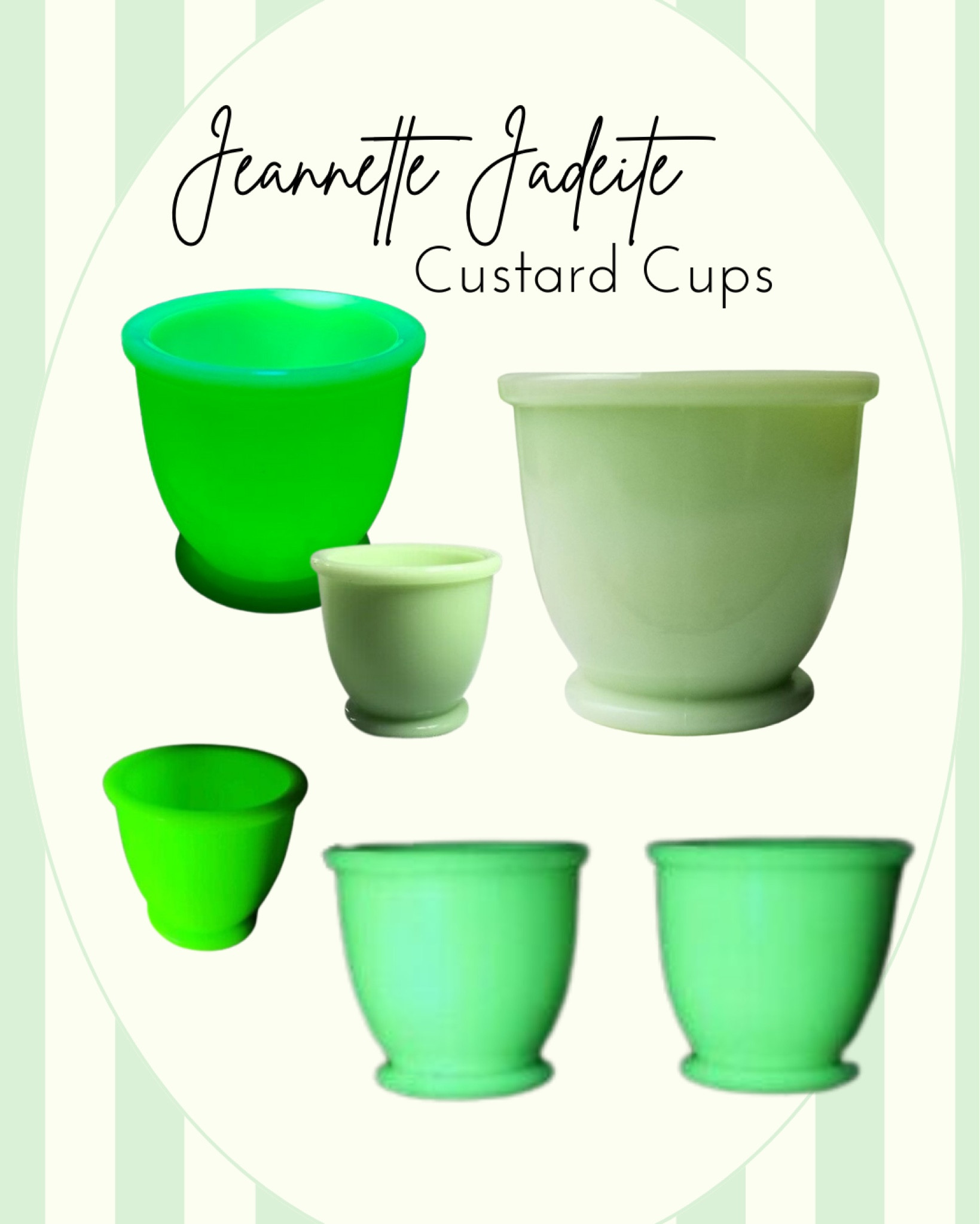 A great assortment of jadeite Jeannette custard cups, all vintage!

#LTKSeasonal #LTKHome #LTKGiftGuide
