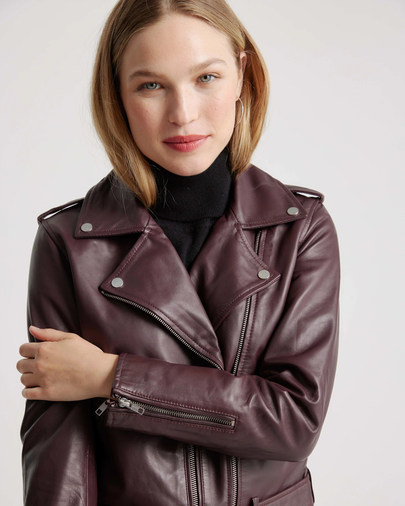Women's 100% Leather Motorcycle Jacket | Quince